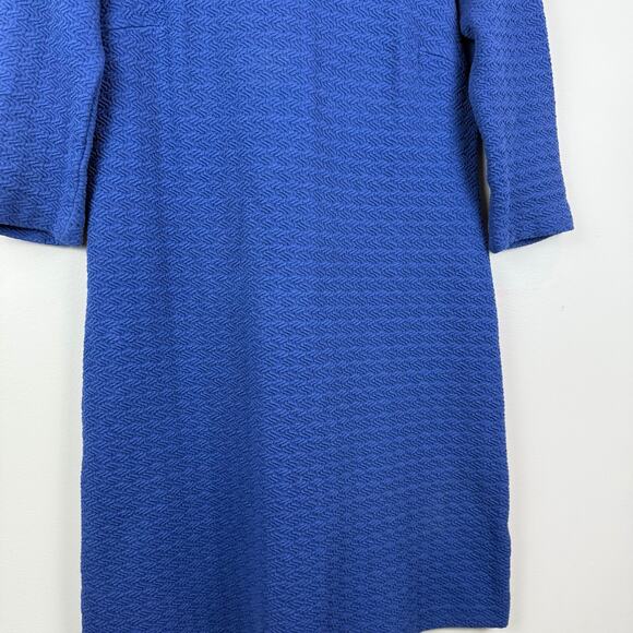 Ganni Anthropologie Lousa Shift Dress Women's Small Cobalt Blue Textured Knit - Picture 4 of 8